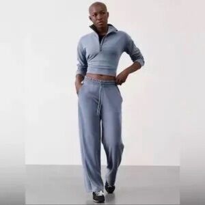 Athleta Sea Soft Midrise Straight Lounge and Travel Pants - Shadow Blue, Large